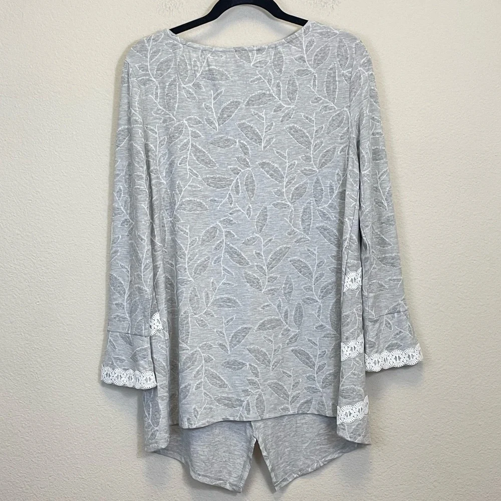 Soft Surroundings Floral Lace Long Sleeve Asymmetrical Tunic Top‎ Gray Size S - Picture 6 of 6